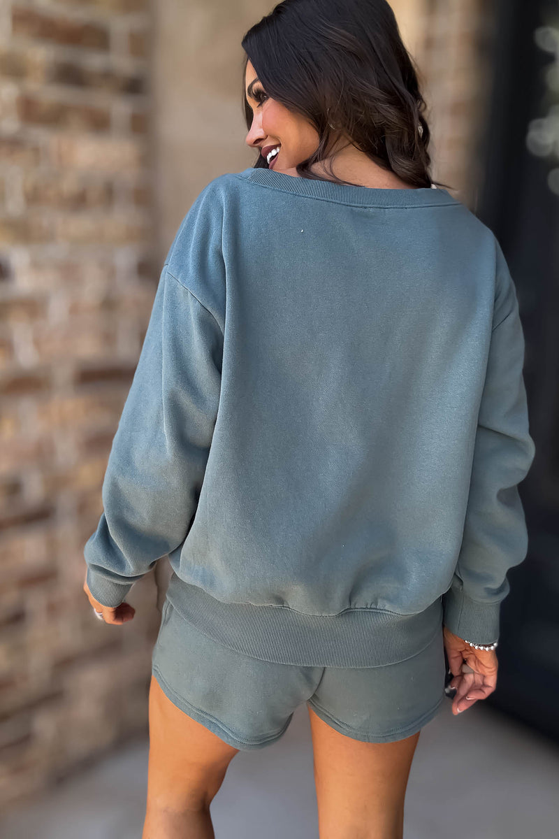 Softest Ever Ash Jade Fleece Boat Neck Sweatshirt