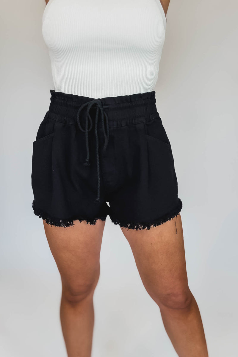 Stone Washed Black Shorts