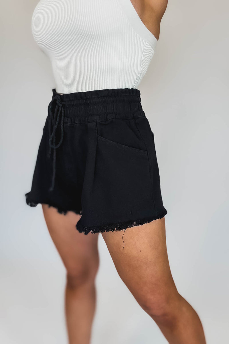Stone Washed Black Shorts