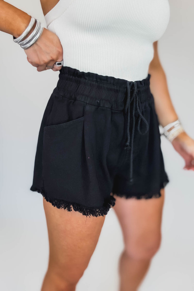 Stone Washed Black Shorts