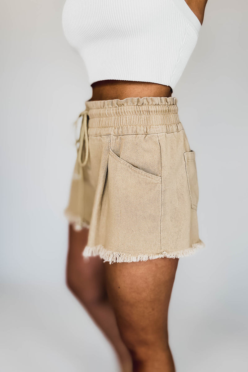 Stone Washed Taupe Shorts