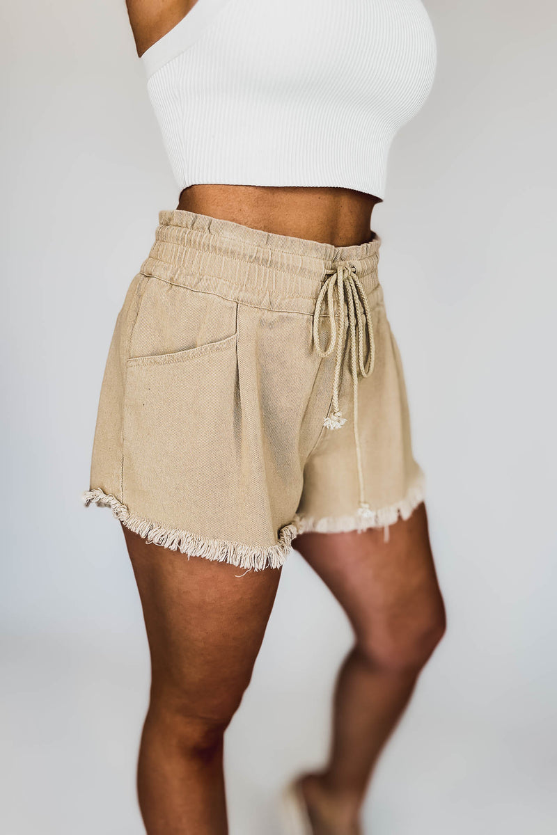 Stone Washed Taupe Shorts