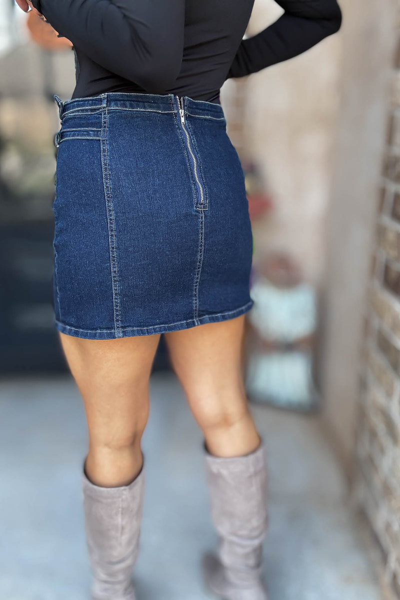 Le Lis Cross Cover Denim Mini Skirt