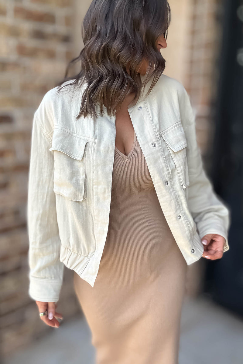 Pocket Detail Bomber Jacket