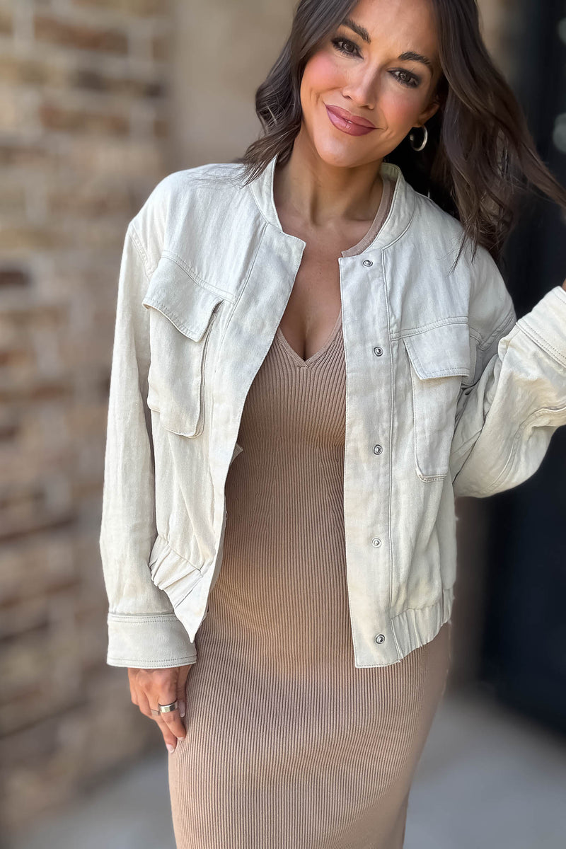 Pocket Detail Bomber Jacket
