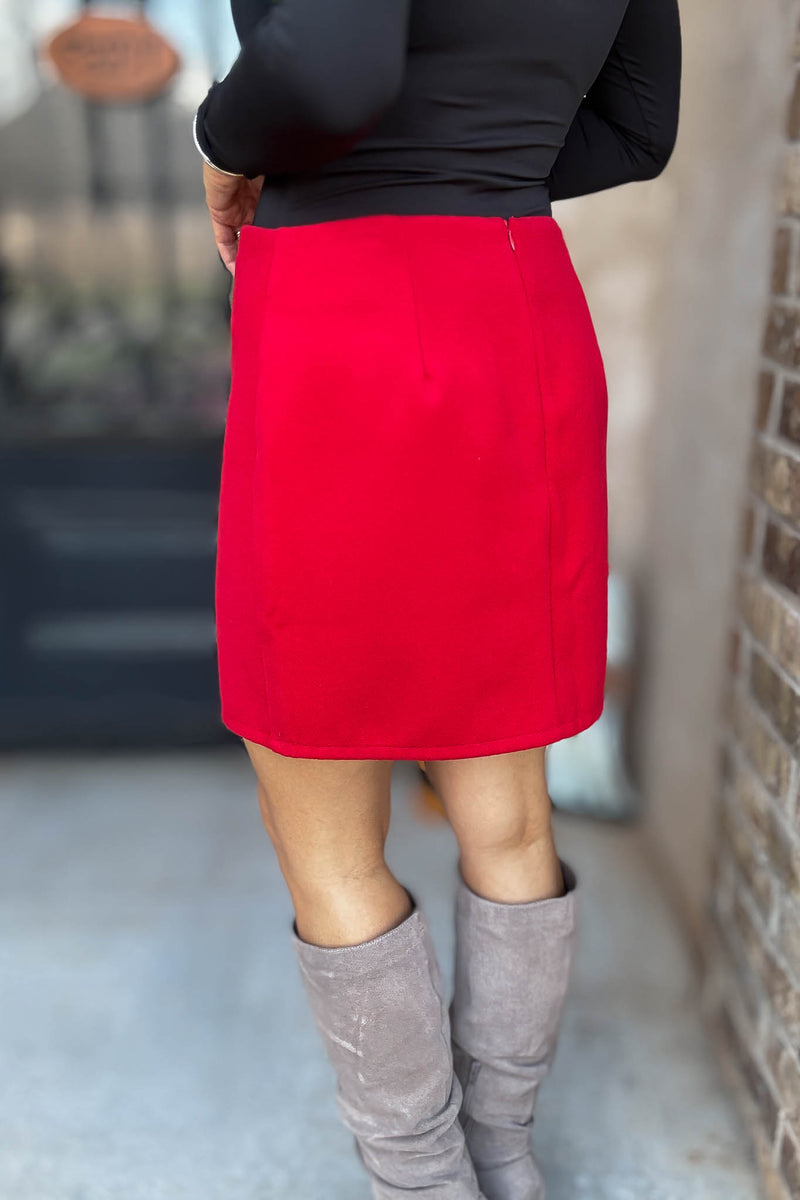 Red Heavy Weight Mini Skirt