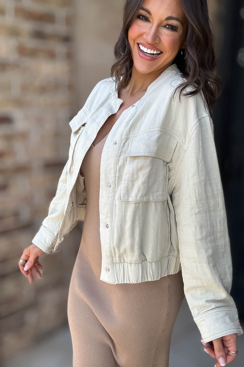 Pocket Detail Bomber Jacket