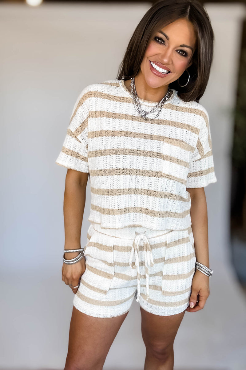 Elastic Waist Front Pocket Stripe Shorts