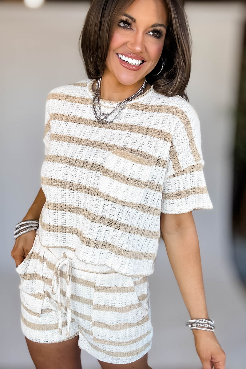 Elastic Waist Front Pocket Stripe Shorts