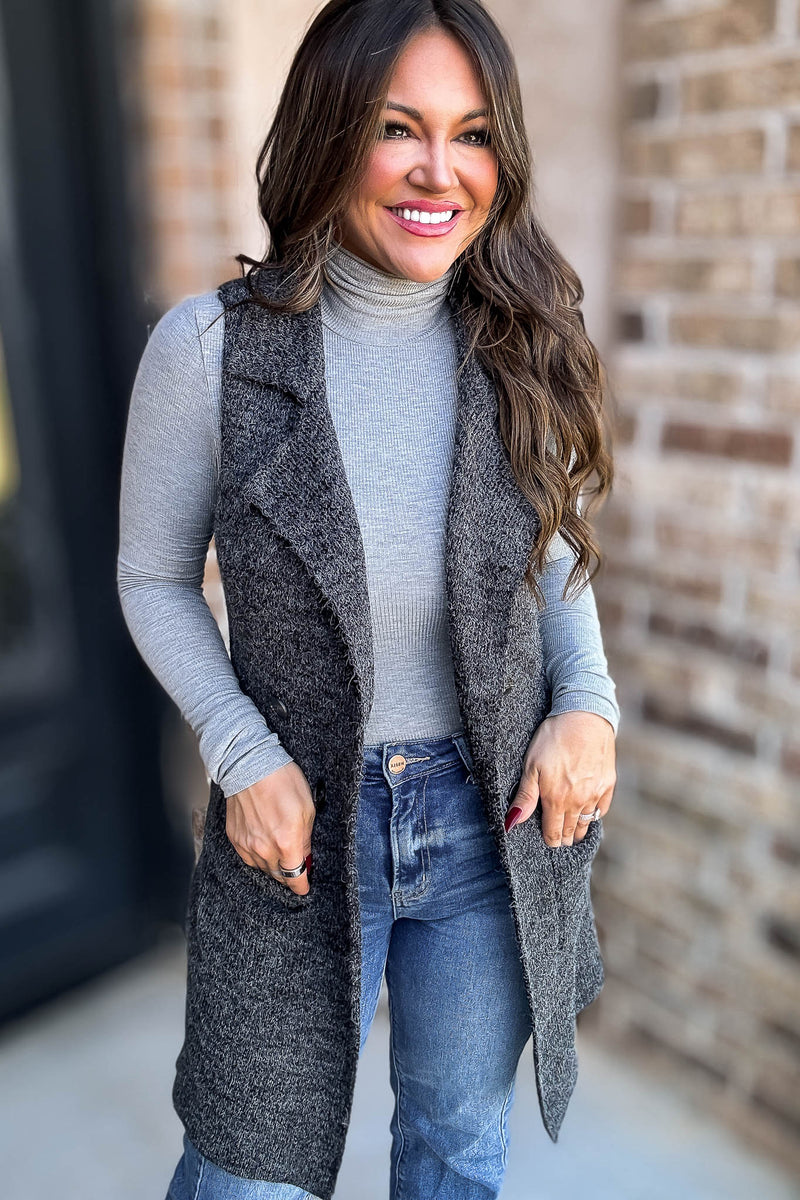 Dreams And Aspirations Charcoal Long Sweater Vest