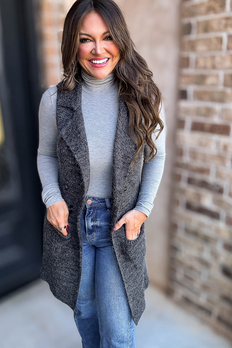 Dreams And Aspirations Charcoal Long Sweater Vest