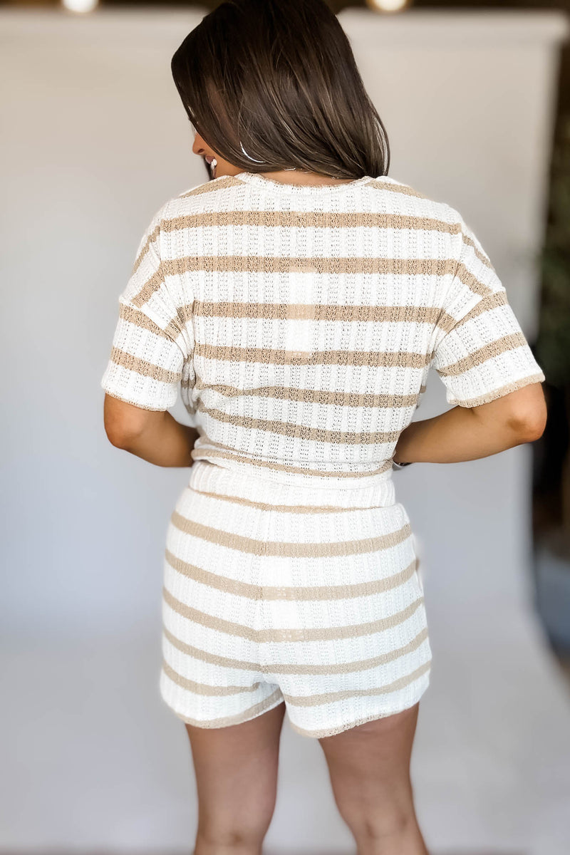 Elastic Waist Front Pocket Stripe Shorts