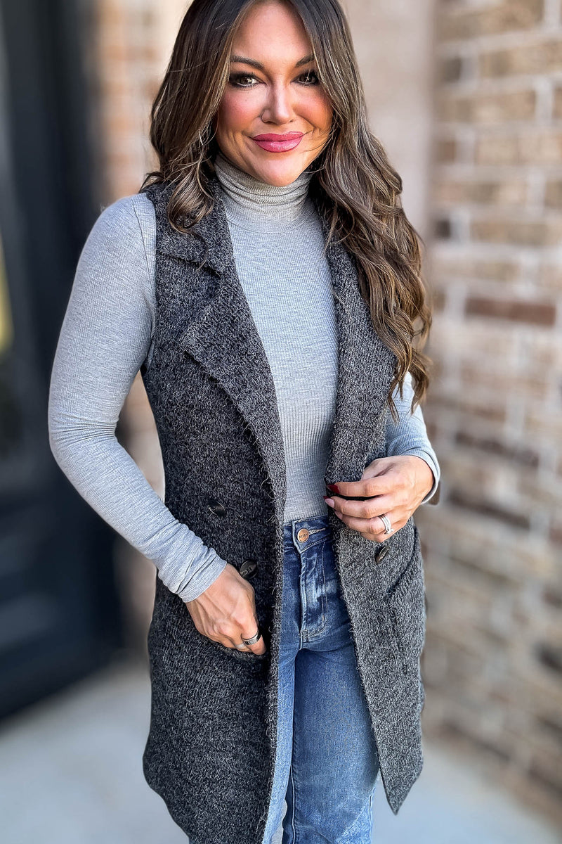 Dreams And Aspirations Charcoal Long Sweater Vest