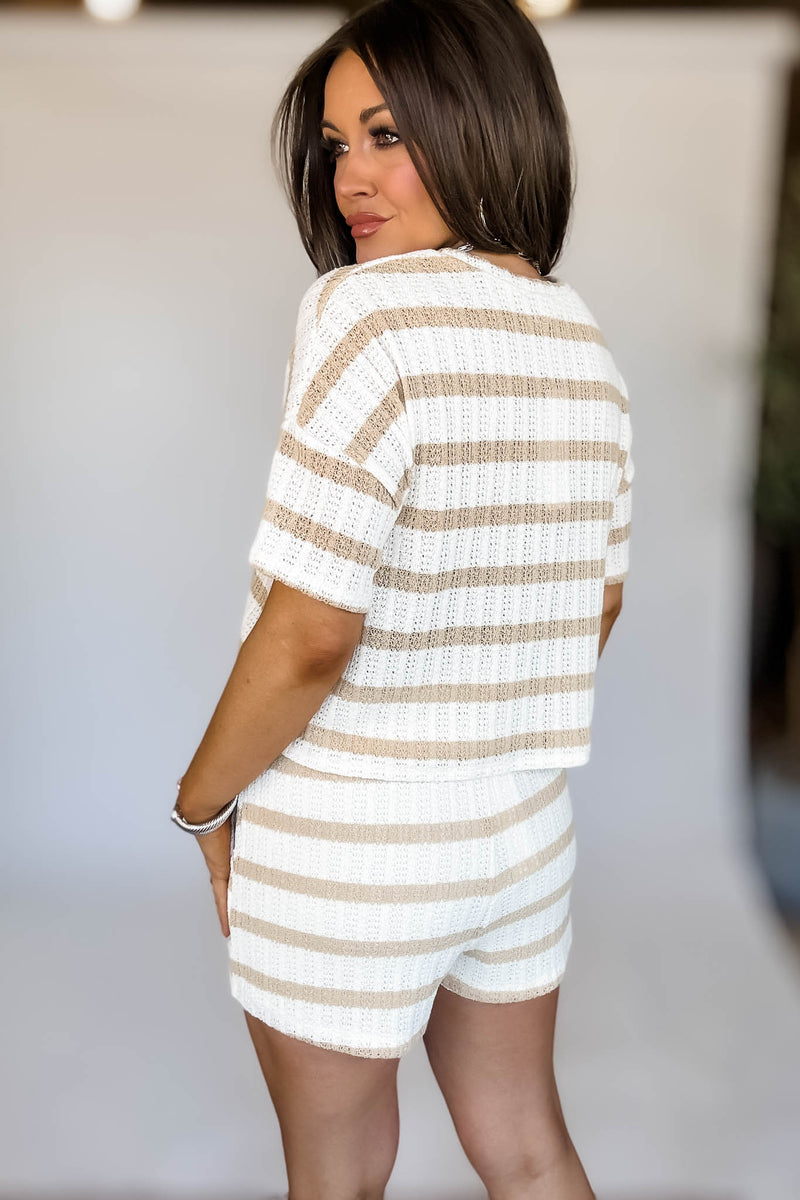 Elastic Waist Front Pocket Stripe Shorts