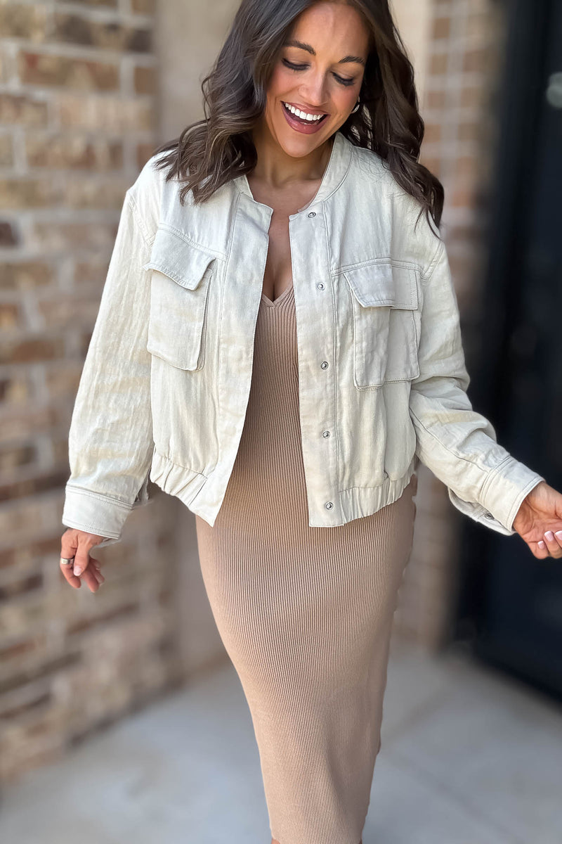 Pocket Detail Bomber Jacket