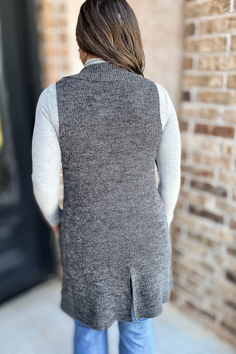 Dreams And Aspirations Charcoal Long Sweater Vest