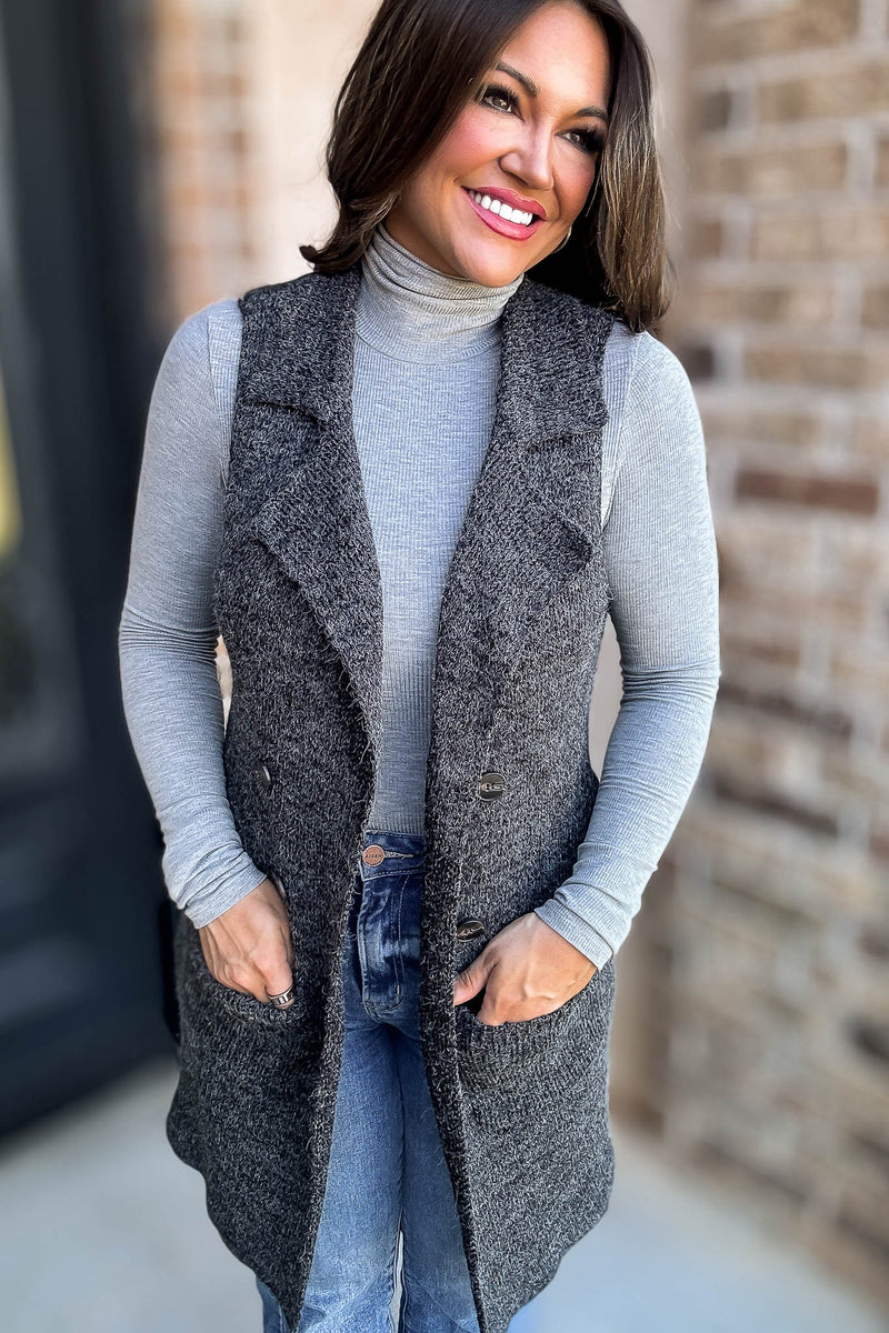 Dreams And Aspirations Charcoal Long Sweater Vest