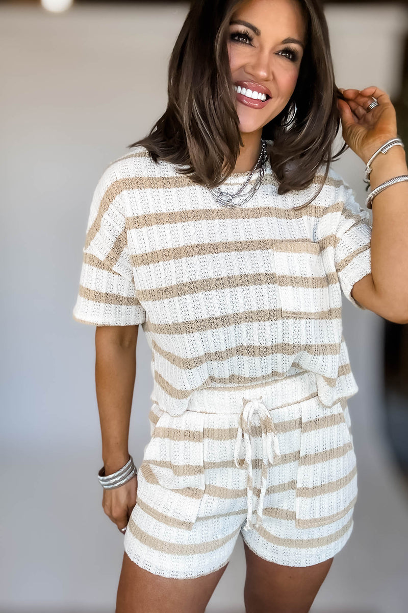 Elastic Waist Front Pocket Stripe Shorts