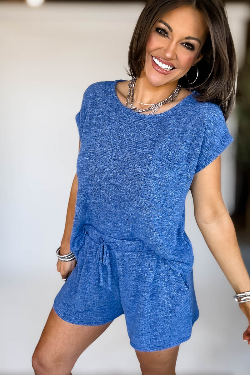 BLUE WAIST TIE SHORTS