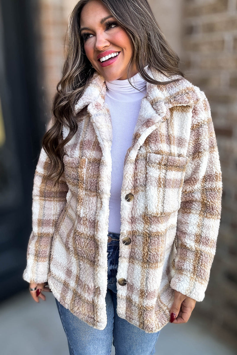 Take Me With You Oatmeal Check Cardigan