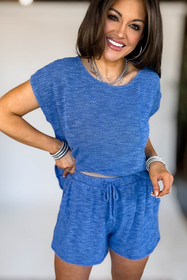 BLUE WAIST TIE SHORTS