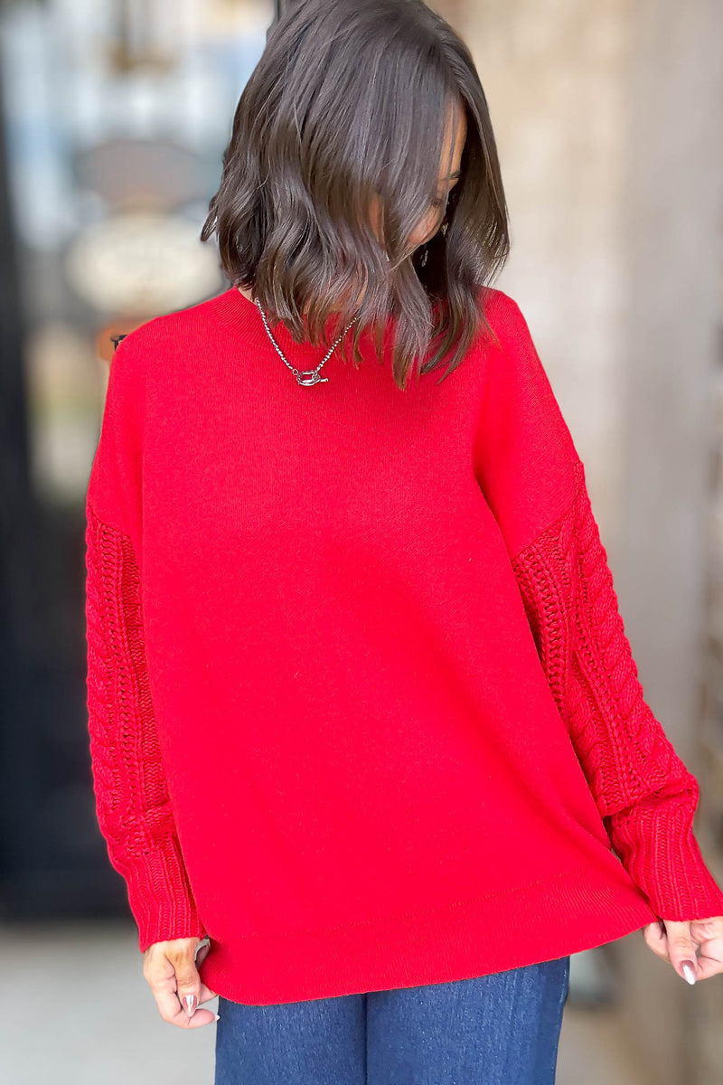 Ruby Cable Knit Sleeve Round Neck Sweater