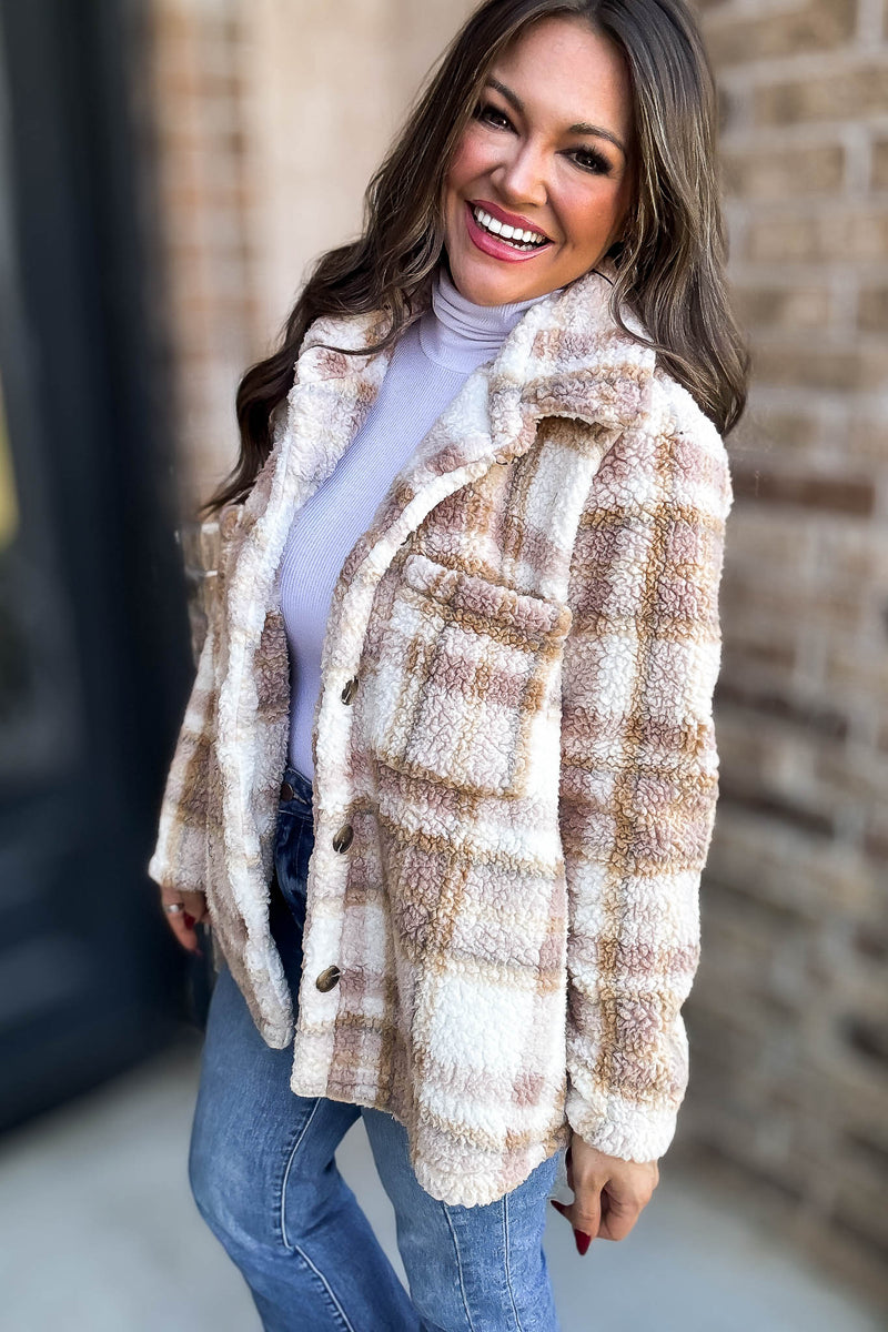 Take Me With You Oatmeal Check Cardigan