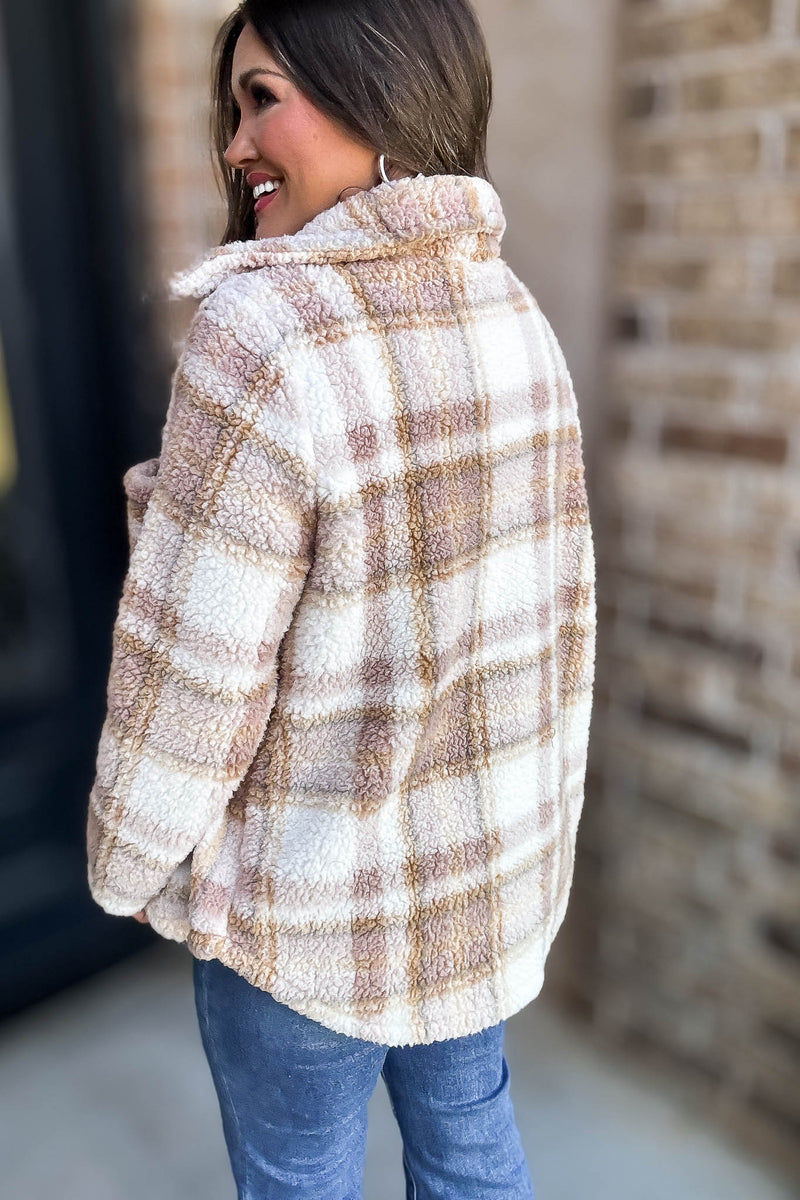 Take Me With You Oatmeal Check Cardigan