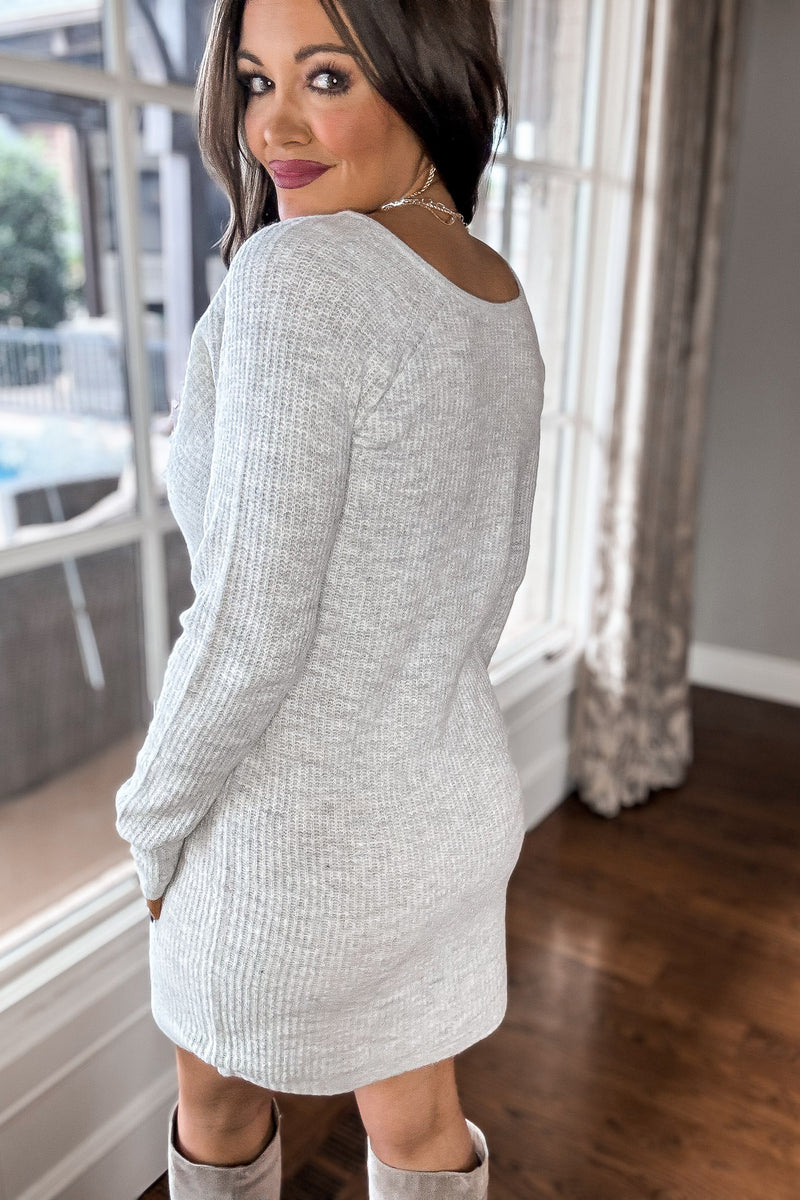 Twist Light Grey Two-Tone Sweater Dress