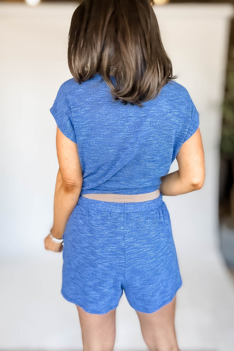 BLUE WAIST TIE SHORTS