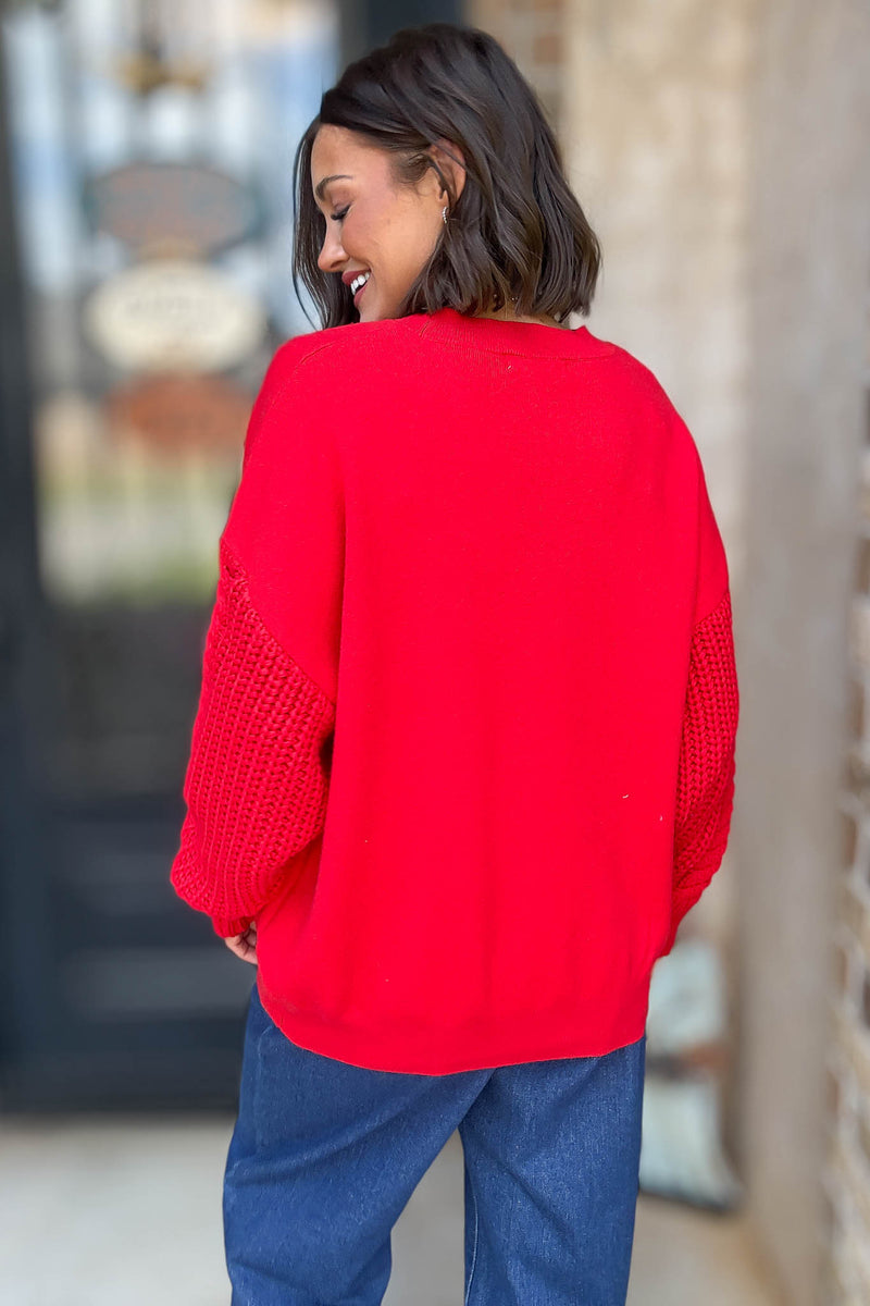 Ruby Cable Knit Sleeve Round Neck Sweater