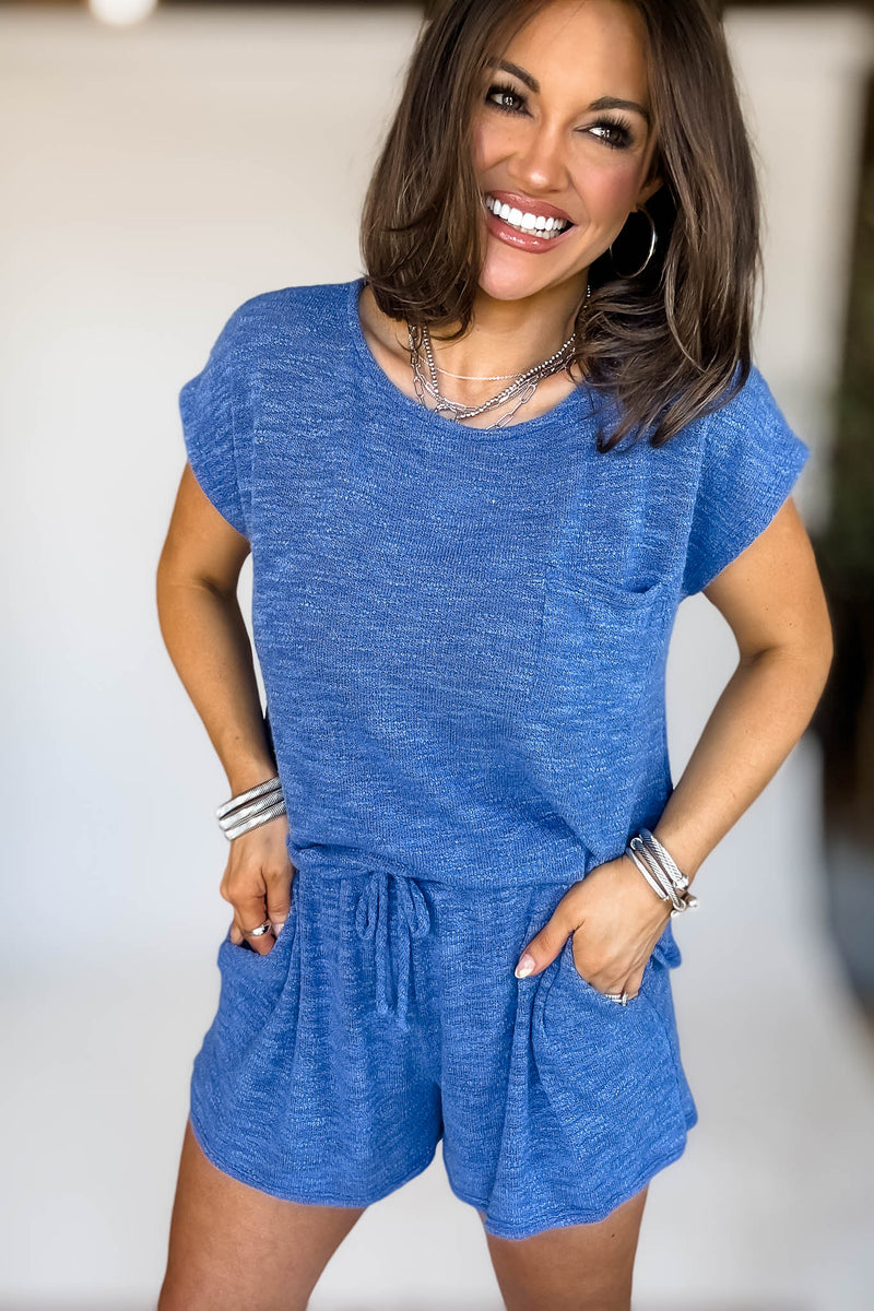 BLUE WAIST TIE SHORTS