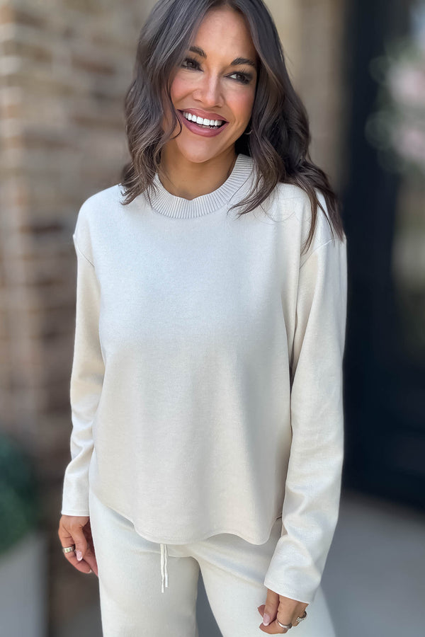 Mix And Match Cream Round Neck Soft Knit Top