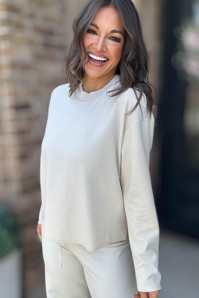 Mix And Match Cream Round Neck Soft Knit Top