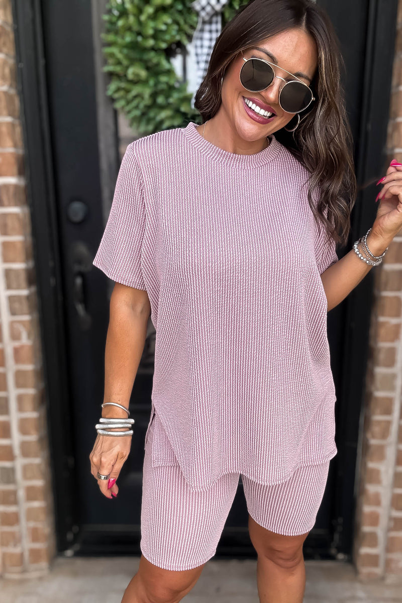 We Go Together Mauve Ribbed Top