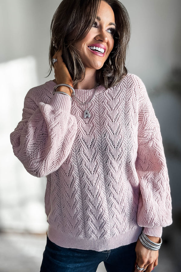 Pink Pointelle Sweater