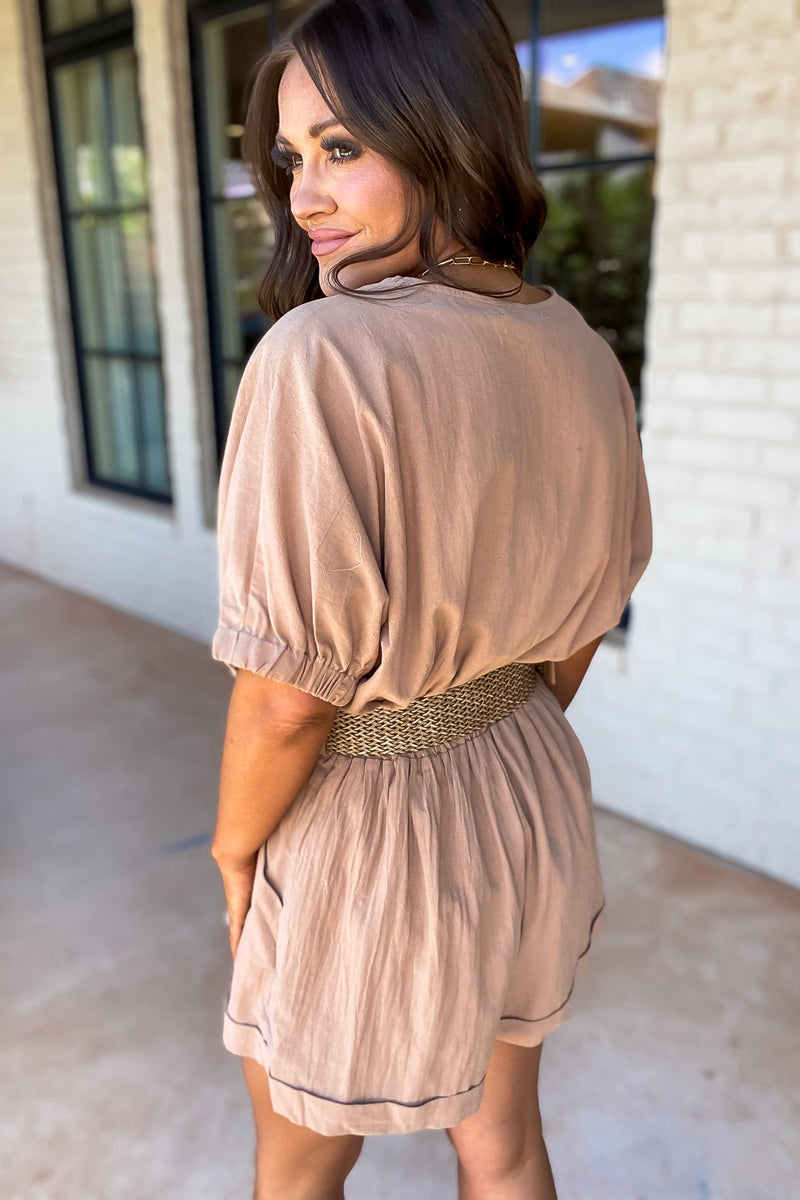I'll Follow You Anywhere Tan Romper