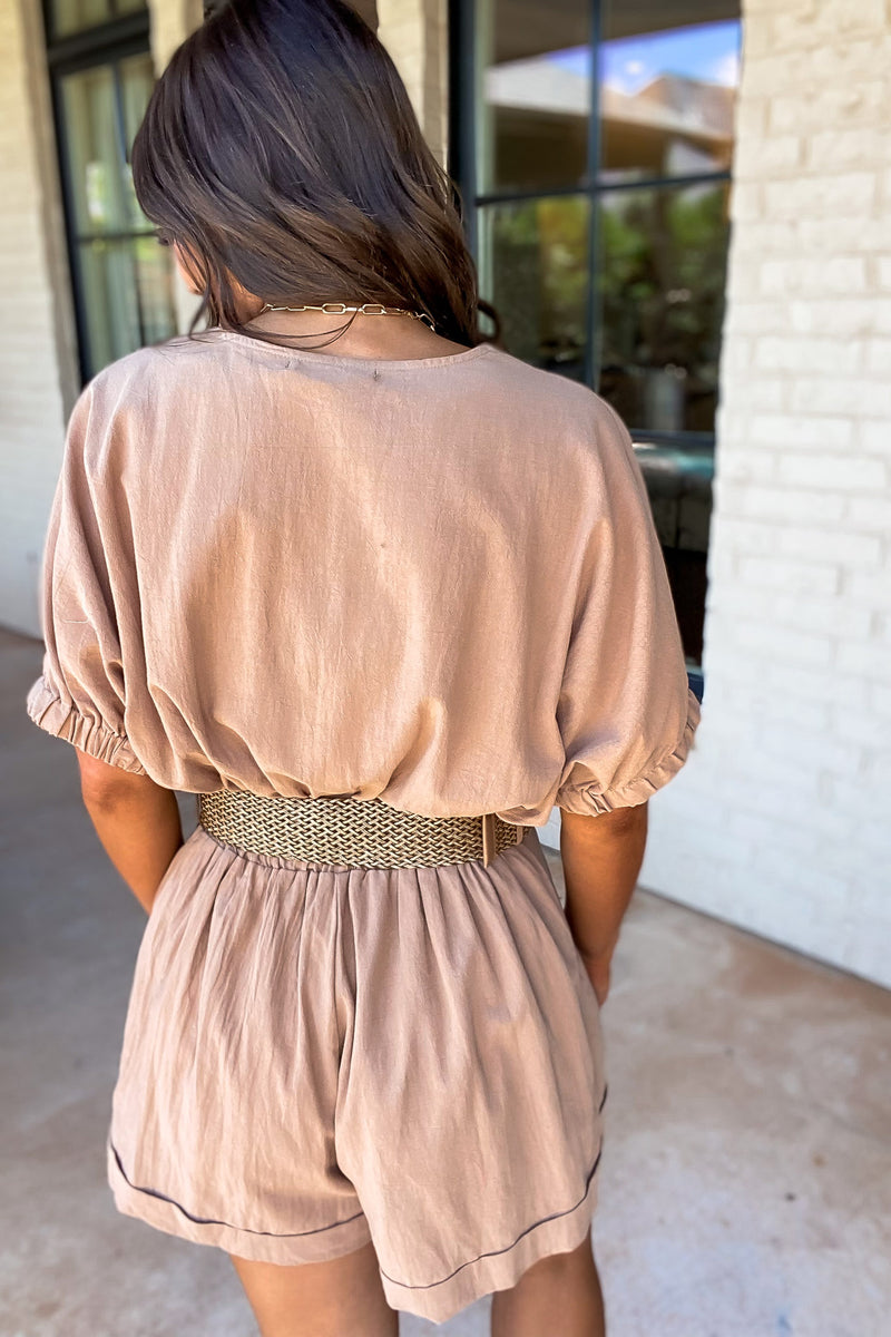 I'll Follow You Anywhere Tan Romper