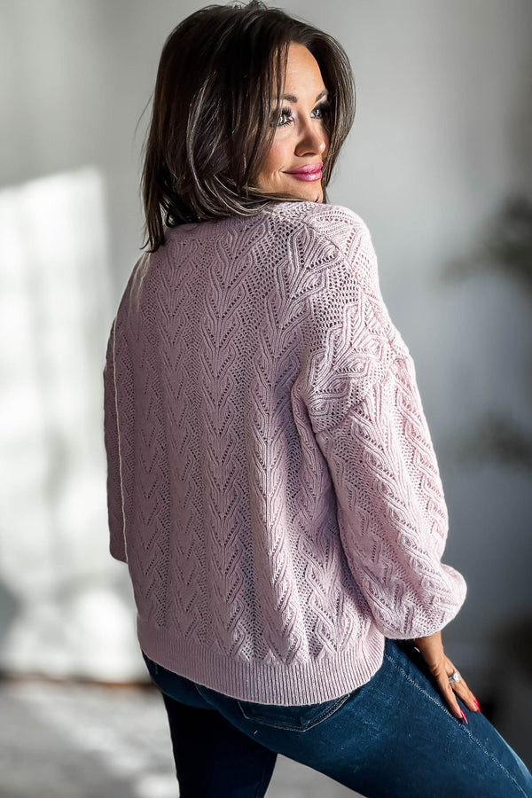 Pink Pointelle Sweater