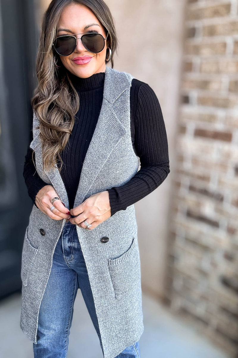 Dreams And Aspirations Heather Grey Long Sweater Vest