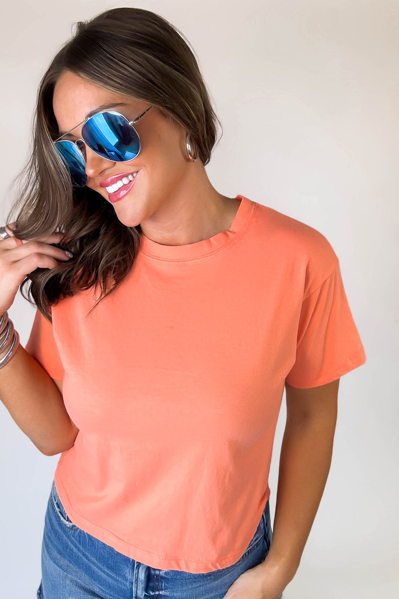 Just Relax Coral Cotton Crew Neck Short Sleeve T-Shirt