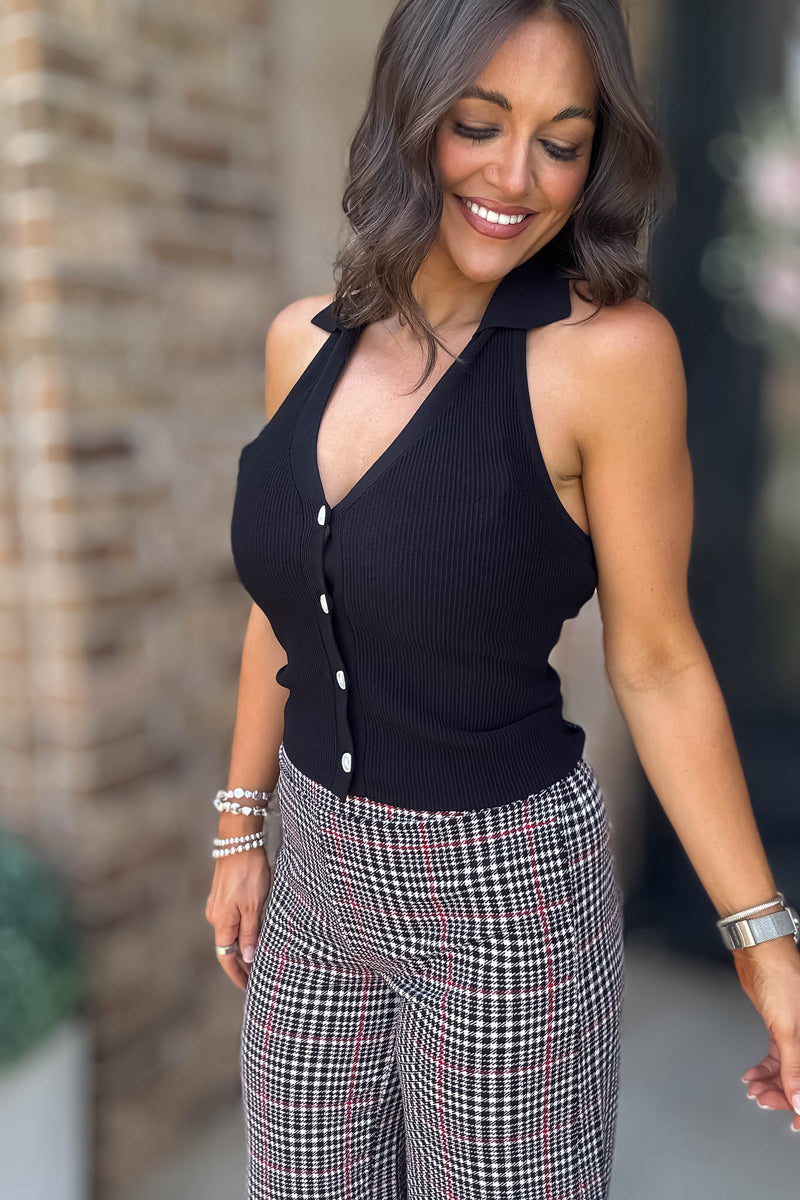 Back In Black Halter Knit Top