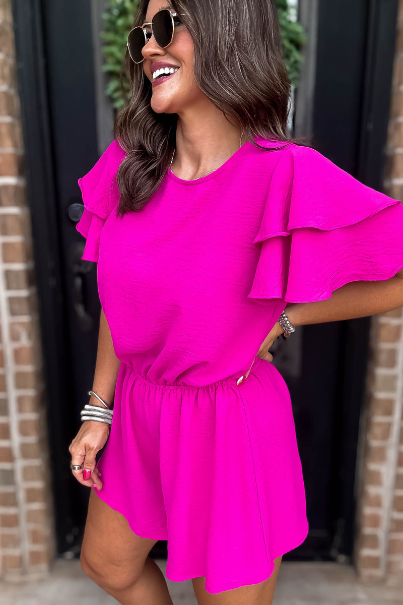 Ruffle Fuchsia Sleeve Airflow Romper