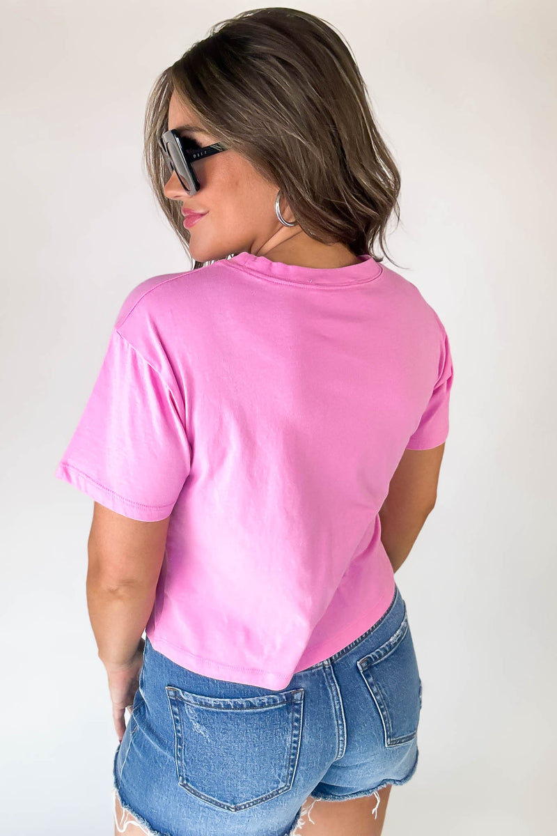 Just Relax Candy Pink Cotton Crew Neck Short Sleeve T-Shirt