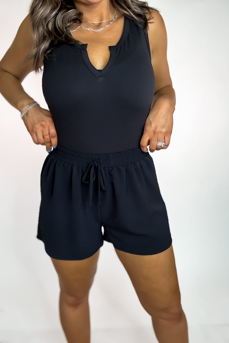 Sunny Days Black High Waisted Airflow Shorts