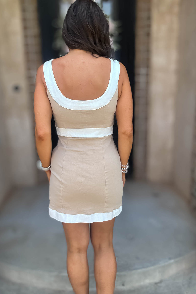 Mustard Seed Taupe Color Block Sleeveless Dress