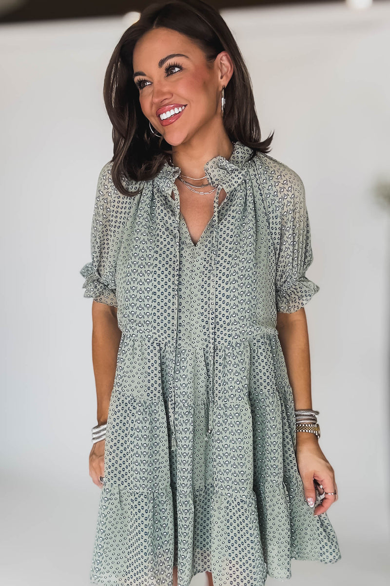 Sage V-Neck Dress