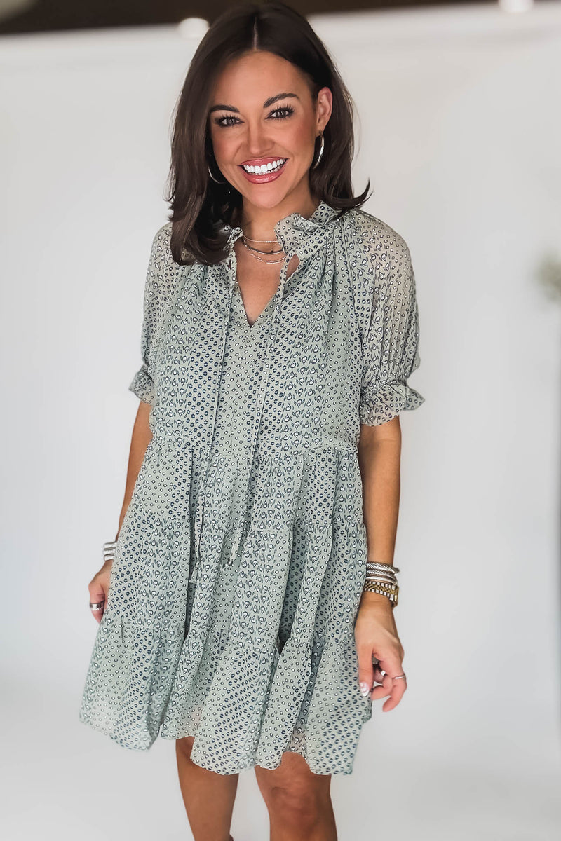 Sage V-Neck Dress