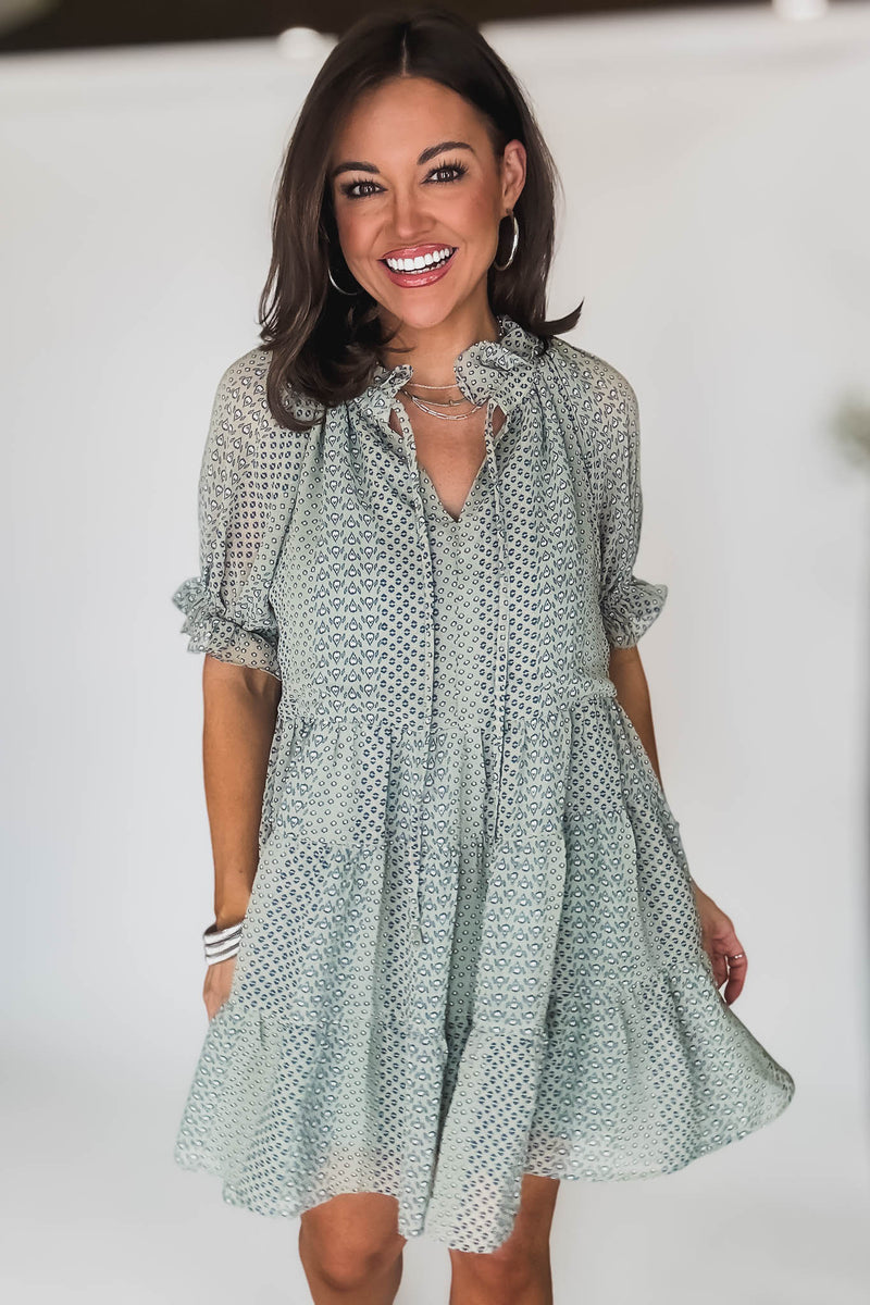 Sage V-Neck Dress