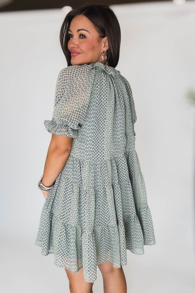 Sage V-Neck Dress